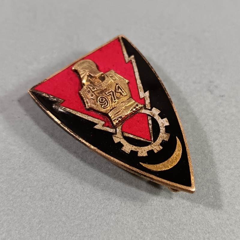 INSIGNE MILITAIRE GENIE 971 ème COMPAGNIE ELECTRO MECANICIENS FABRICATION DRAGO PARIS 1691